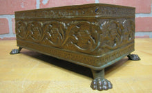 Load image into Gallery viewer, Old Copper Brass Bronze Small Planter Box Claw Foot Leaves Design
