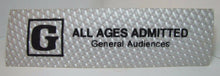 Load image into Gallery viewer, 1970s G ALL AGES PERMITTED Movie Theatre HOLOGRAPHIC Rating Ad Theater Sign
