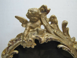 Cast Iron CHERUB FRAME Vintage Art Nouveau Style High Relief Picture Mirror Art