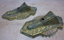 Load image into Gallery viewer, Antique Pair Brass Wall Sconce Light Covers ornate detail architectural hardware
