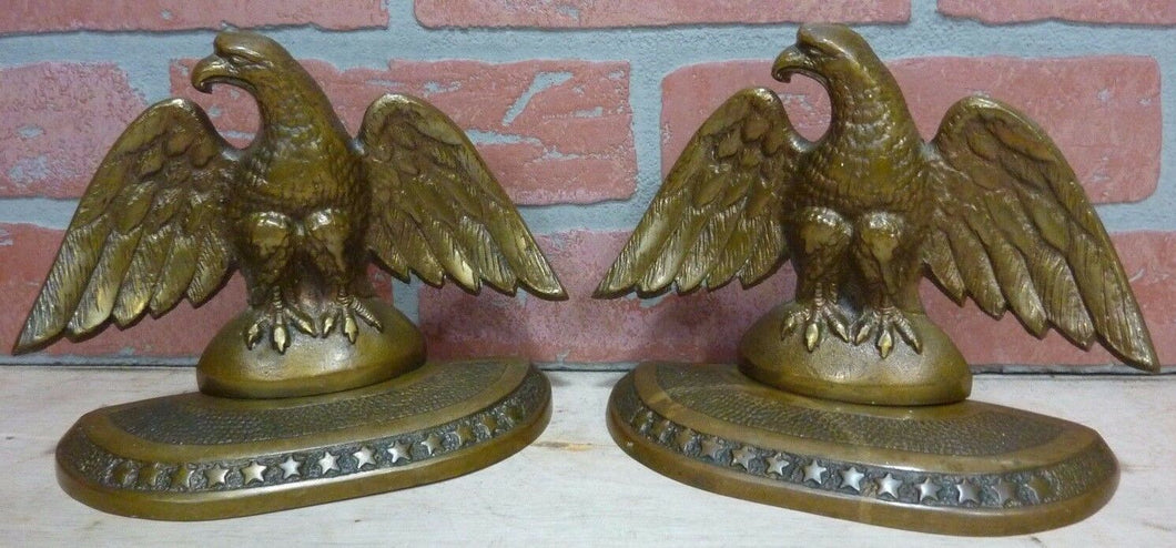 Antique Perched Eagle 13 Star James Graham Co New Haven Conn USA Bronze Bookends