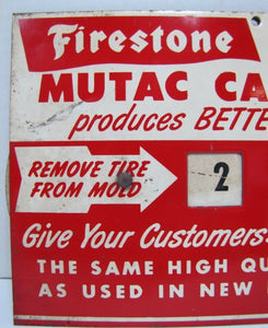 1940s FIRESTONE TIRES Advertising Sign Gas Station Repair Shop Retread Mold