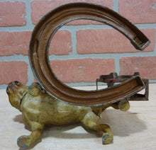 Load image into Gallery viewer, Antique BULLDOG Horseshoes Decorative Arts Figural Matchbook Holder Cold Painted

