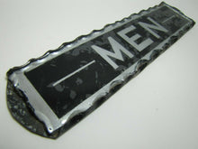 Load image into Gallery viewer, MEN Antique Reverse Glass Chip Scalloped Edge Tin Frame Advertising Sign ROG
