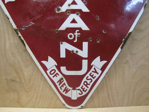 AUTOMOBILE ASSOCIATION OF NEW JERSEY Original Old Porcelain Sign Double Sided AA NJ