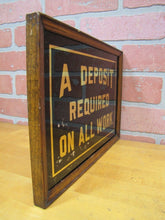 Load image into Gallery viewer, A DEPOSIT REQUIRED ON ALL WORK Original Old Reverse on Glass Wooden Framed Sign

