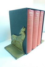 Load image into Gallery viewer, Antique Art Deco Cast Iron Antelope Deer Bookends original old gold book ends

