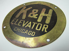 Load image into Gallery viewer, K&amp;H ELEVATOR CHICAGO Old Plaque Sign Brass Bronze Industrial Hardware Ad

