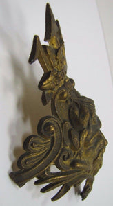 POSEIDON TRIDENT Antique 19c Brass Decorative Art Architectural Hardware Element