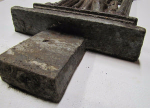 Antique CHURCH Marker Plaque Exquisite MAIDEN CROSS CHALICE Cast Iron Ornamental