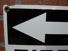 Load image into Gallery viewer, FIRE EXIT Orig Old Porcelain Sign Left Arrow Industrial Safety Gas Station Shop

