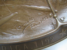 Load image into Gallery viewer, COLUMBIAN EXPO CHICAGO 19c Bronze Plaque Discovery of America TONETTI PARIS 1892
