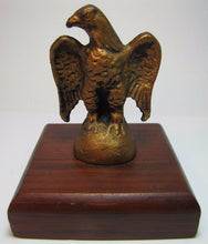 Load image into Gallery viewer, Old Cast Iron EAGLE PAPERWEIGHT Detailed Figural Metal Bird Mounted Wooden Base
