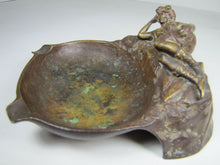 Load image into Gallery viewer, 19c VICTORIAN BATHING BEAUTY Bronze Cigar Ashtray Decorative Arts Figural Tray
