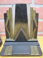 Load image into Gallery viewer, Art Deco SKYSCRAPER Stylized Geometric Cast Iron Pair Bookends Decorative Arts
