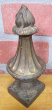 Load image into Gallery viewer, Antique Brass Flame Finial Ornate Original Old Architectural Hardware Element

