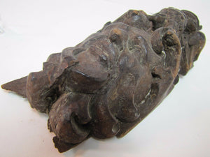 Antique Carved Wood Double Headed EAGLE DEVIL EVIL Man Head Hardware Element