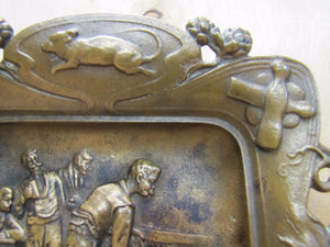 Antique Bronze Saloon Bowling Cigar Ashtray Rat Pins Ball Tankard ornate tray