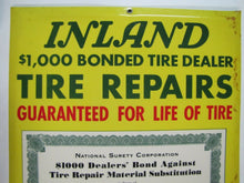 Load image into Gallery viewer, INLAND TIRE REPAIRS Old Sign Bevel Edge Gas Station Shop Auto Truck Ad 1k Bonded
