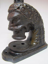 Load image into Gallery viewer, Antique Cast Iron LION HEAD ToC Embosser Paperweight Doorstop Decorative Art
