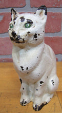 Load image into Gallery viewer, CJO JUDD CAT Orig Old Cast Iron Doorstop Decorative Art Statue White Green Eyes
