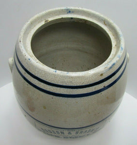 DODSON & BRAUN'S FINE PICKLES ST LOUIS Old Advertising Stoneware Pottery Crock