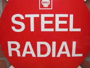 1960s SHELL TIRE Advertising Sign Steel Radial Gas Station Auto Tire Insert Oil