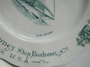 1902 TOWNSEND DOWNEY SHIP BUILDING Co NY USA METOER YACHT EMPEROR GERMANY Plate