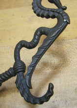 Load image into Gallery viewer, SeaHorse Serpent Antique 19c Bronze Hanger Bracket Hook Ornate Hardware Element
