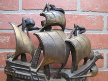 Load image into Gallery viewer, c1930 Cast Iron Nautical Sailing Ship Doorstop Creation Co Wonderful Detail
