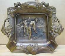 Load image into Gallery viewer, Antique Bronze Saloon Bowling Cigar Ashtray Rat Pins Ball Tankard ornate tray
