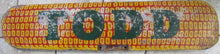 Load image into Gallery viewer, Old TODD Figural CORN Farm Seed Advertising Sign dbl sided wood paint folk art
