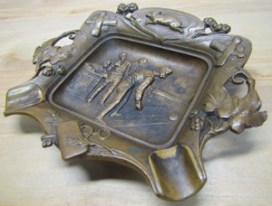 Antique Bronze Saloon Bowling Cigar Ashtray Rat Pins Ball Tankard ornate tray