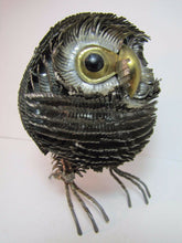 Load image into Gallery viewer, Vintage Folk Art Tin Owl wonderful ornate detailing snip cut bent tin artwork
