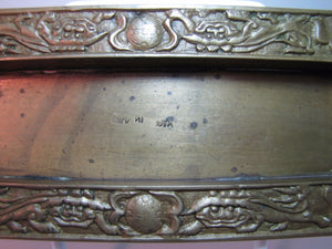 CHINESE FOO DOGS Old Brass Tray Card Tip Pen Pencil Tirnket Ornate Asian China