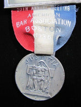 Load image into Gallery viewer, 1936 AMERICAN BAR ASSOCIATION JUSTITIA Medallion BOSTON Ribbon BASTIAN BROS NY
