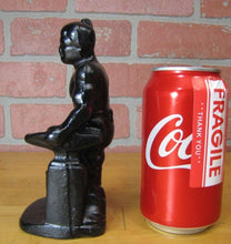 Load image into Gallery viewer, BLACKSMITH FOUNDRY IRON WORKER w ANVIL Antique Cast Iron Doorstop Bookend Statue
