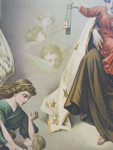 Antique Tin LItho Religious Spiritual Artwork Wonderful Early Ornate Litho Panel