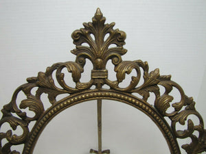 Antique Decorative Arts Brass Frame Easel Back Hecho Cuba Picture Artwork Mirror