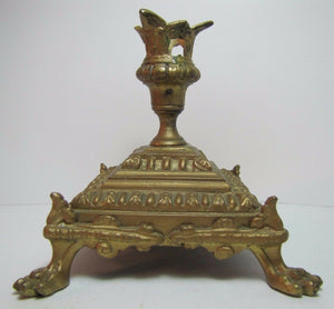 VICTORIAN CANDLESTICK Claw Foot Brass Bronze Gold Decorative Arts Candle Holder