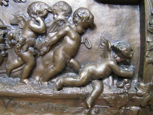 MURPHY VARNISHES 19c Victorian Advertising Plaque Sign Exquisite Cherubs Ornate
