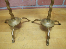 Load image into Gallery viewer, Antique Bronze Candlesticks Unique Swirl Scroll Pair Double Candle Holders
