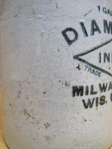 Antique DIAMOND INKS Stoneware Pottery Jug MILWAUKEE WIS USA Two Tone Handle