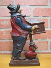 Load image into Gallery viewer, ORGAN GRINDER &amp; MONKEY Antique Cast Iron Figural Doorstop Decorative Art Statue
