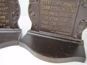 Antique Cast Iron Northwind Poems Bacon Johnsoniana Bookends bronze wash lrg B&H