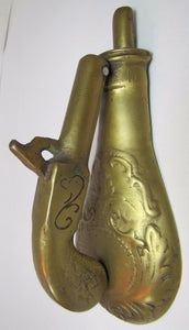 Old Cast Brass Pistol and Gun Powder Flask Door Knocker heavy solid unusual dsn