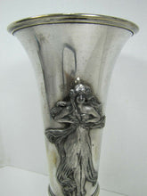 Load image into Gallery viewer, Art Nouveau Vase Lovely Maiden Long Flowing Hair Silver Plate Decorative Arts
