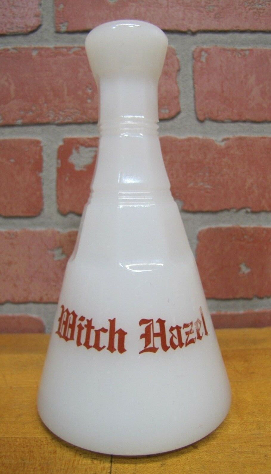 WITCH HAZEL Antique Clambroth White Milk Glass Apothecary Barber Medicine Bottle