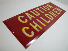 Load image into Gallery viewer, Old CAUTION CHILDREN Sign tin metal bevel edge reflective letters
