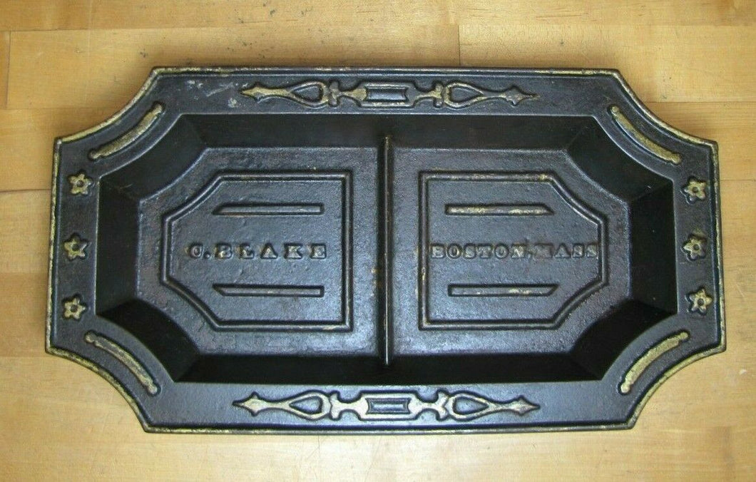 C BLAKE BOSTON MASS Antique Cast Iron Decorative Arts Large Tray Gold Black